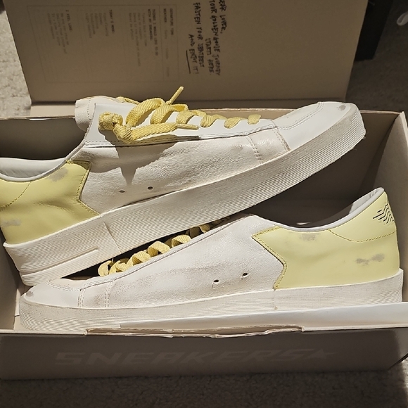Golden Goose White and Yellow Stardan Sneakers - Picture 3 of 13